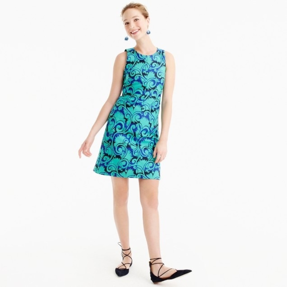 J. Crew A-Line Vineyard Jacquard Print Dress